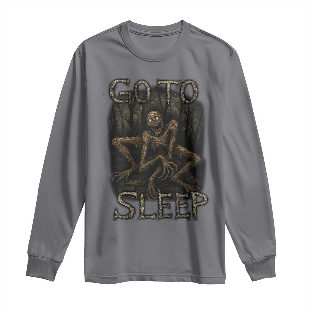 Rake Creepypasta Long Sleeve Shirt Creepy Cryptid Series Alt Goth Grunge Horror Aesthetic TS10 Charcoal Print Your Wear