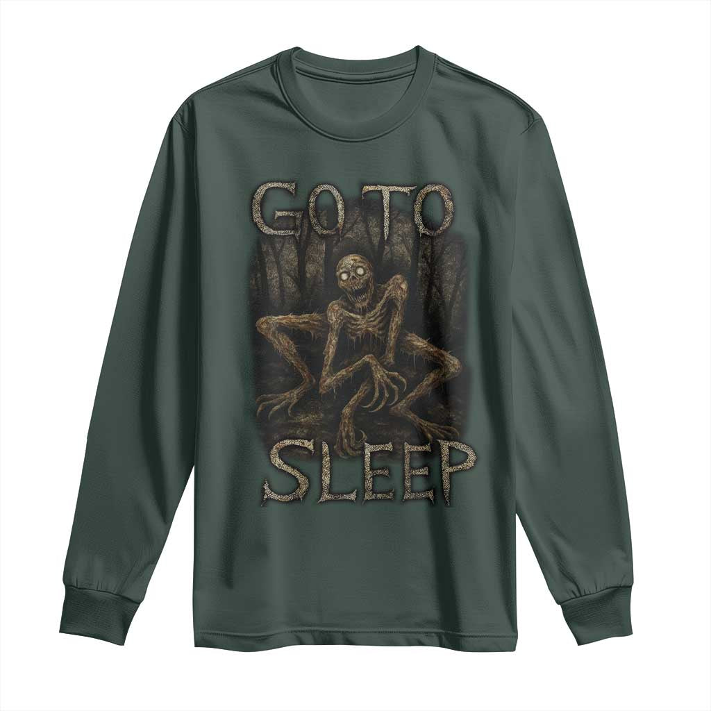 Rake Creepypasta Long Sleeve Shirt Creepy Cryptid Series Alt Goth Grunge Horror Aesthetic TS10 Dark Forest Green Print Your Wear