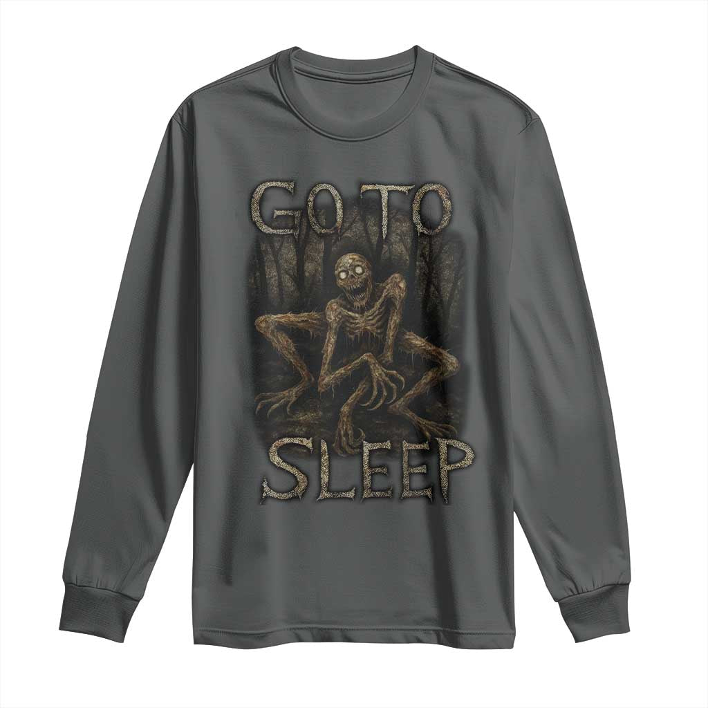 Rake Creepypasta Long Sleeve Shirt Creepy Cryptid Series Alt Goth Grunge Horror Aesthetic TS10 Dark Heather Print Your Wear