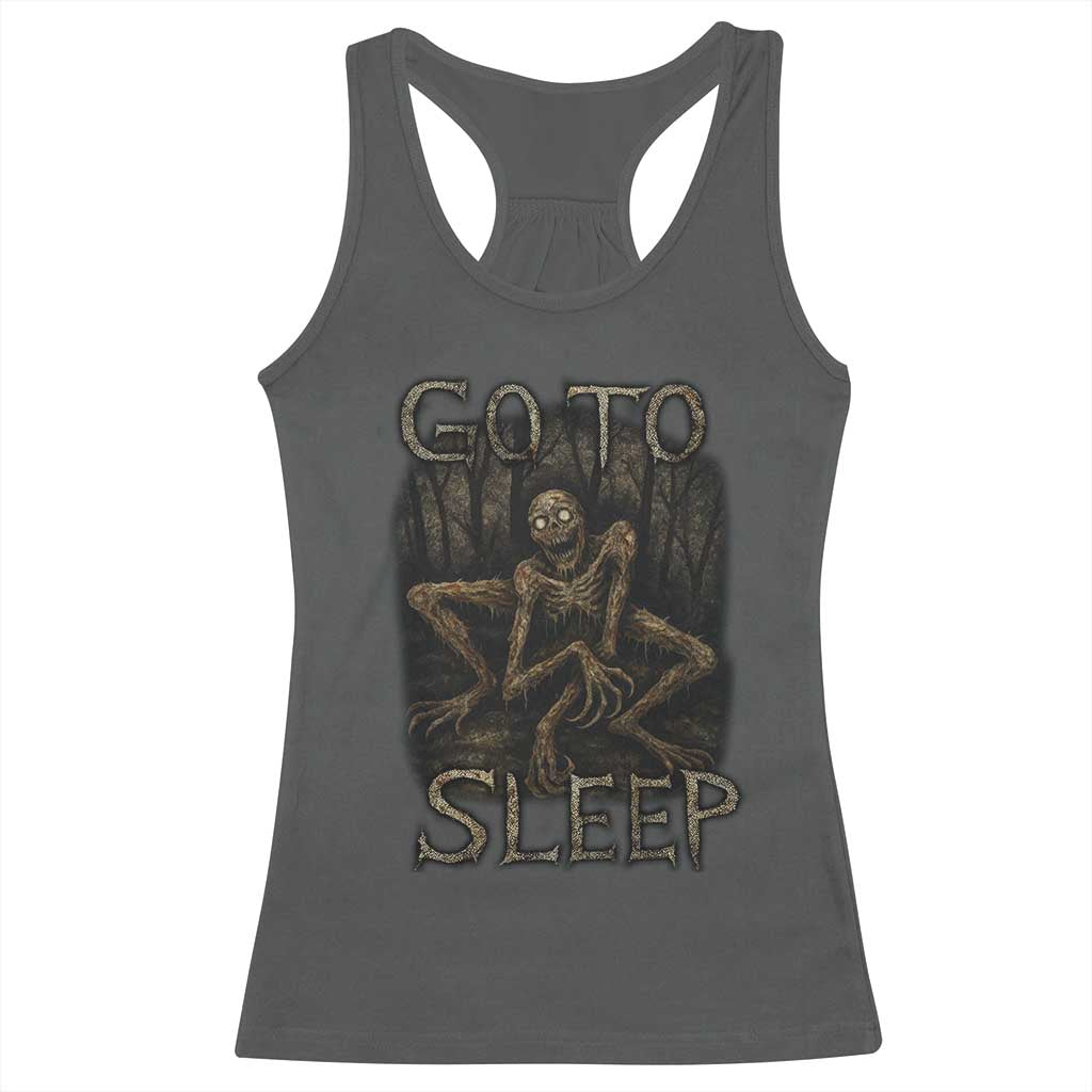 Rake Creepypasta Racerback Tank Top Creepy Cryptid Series Alt Goth Grunge Horror Aesthetic TS10 Dark Heather Print Your Wear