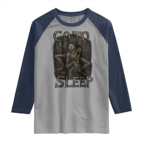 Rake Creepypasta Raglan Shirt Creepy Cryptid Series Alt Goth Grunge Horror Aesthetic TS10 Sport Gray Navy Print Your Wear