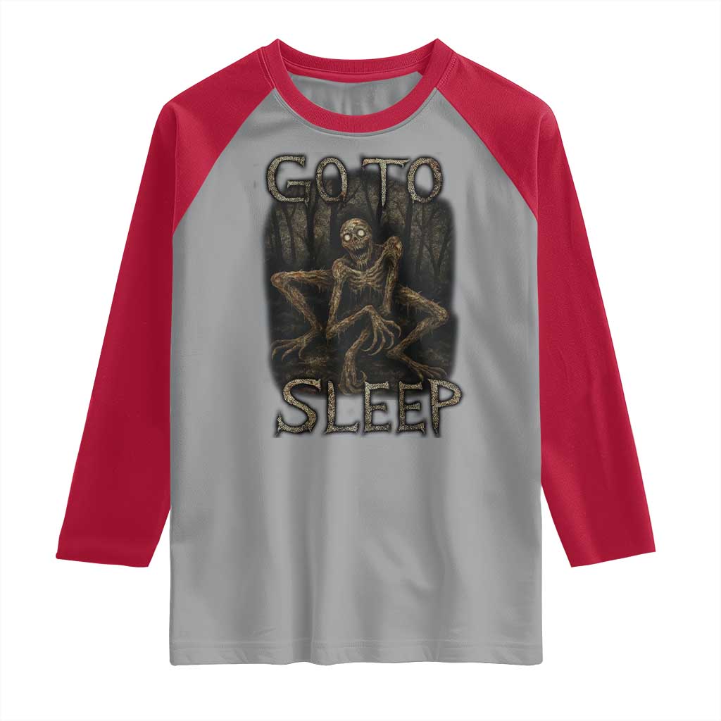 Rake Creepypasta Raglan Shirt Creepy Cryptid Series Alt Goth Grunge Horror Aesthetic TS10 Sport Gray Red Print Your Wear