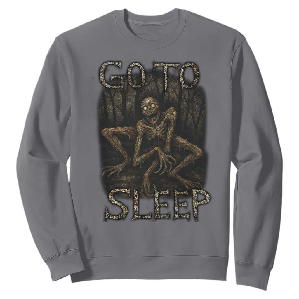 Rake Creepypasta Sweatshirt Creepy Cryptid Series Alt Goth Grunge Horror Aesthetic TS10 Charcoal Print Your Wear