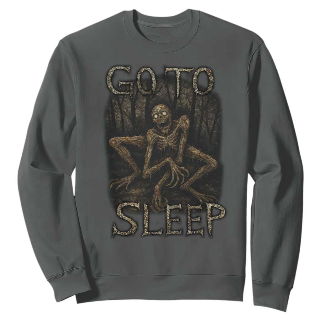 Rake Creepypasta Sweatshirt Creepy Cryptid Series Alt Goth Grunge Horror Aesthetic TS10 Dark Heather Print Your Wear
