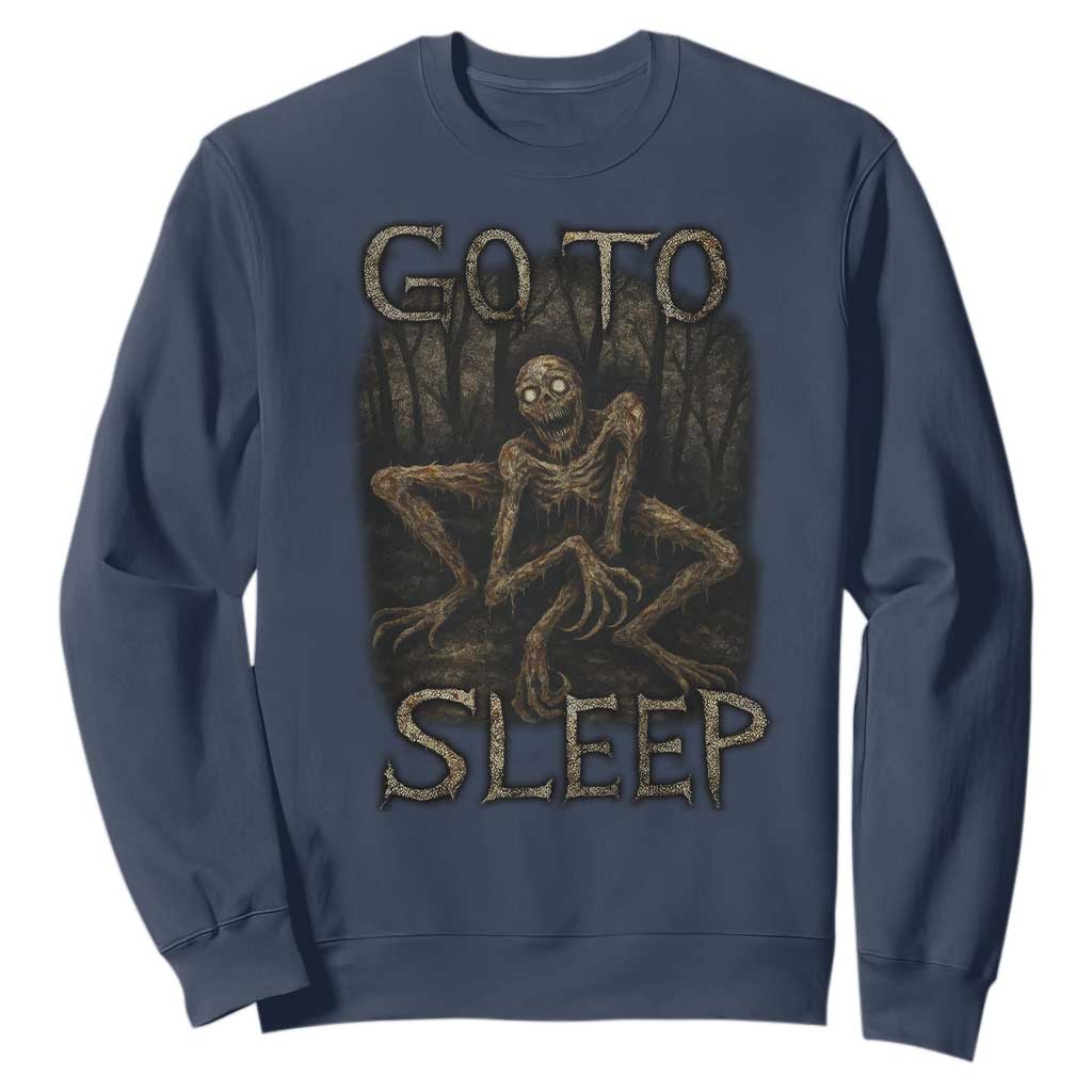 Rake Creepypasta Sweatshirt Creepy Cryptid Series Alt Goth Grunge Horror Aesthetic TS10 Navy Print Your Wear