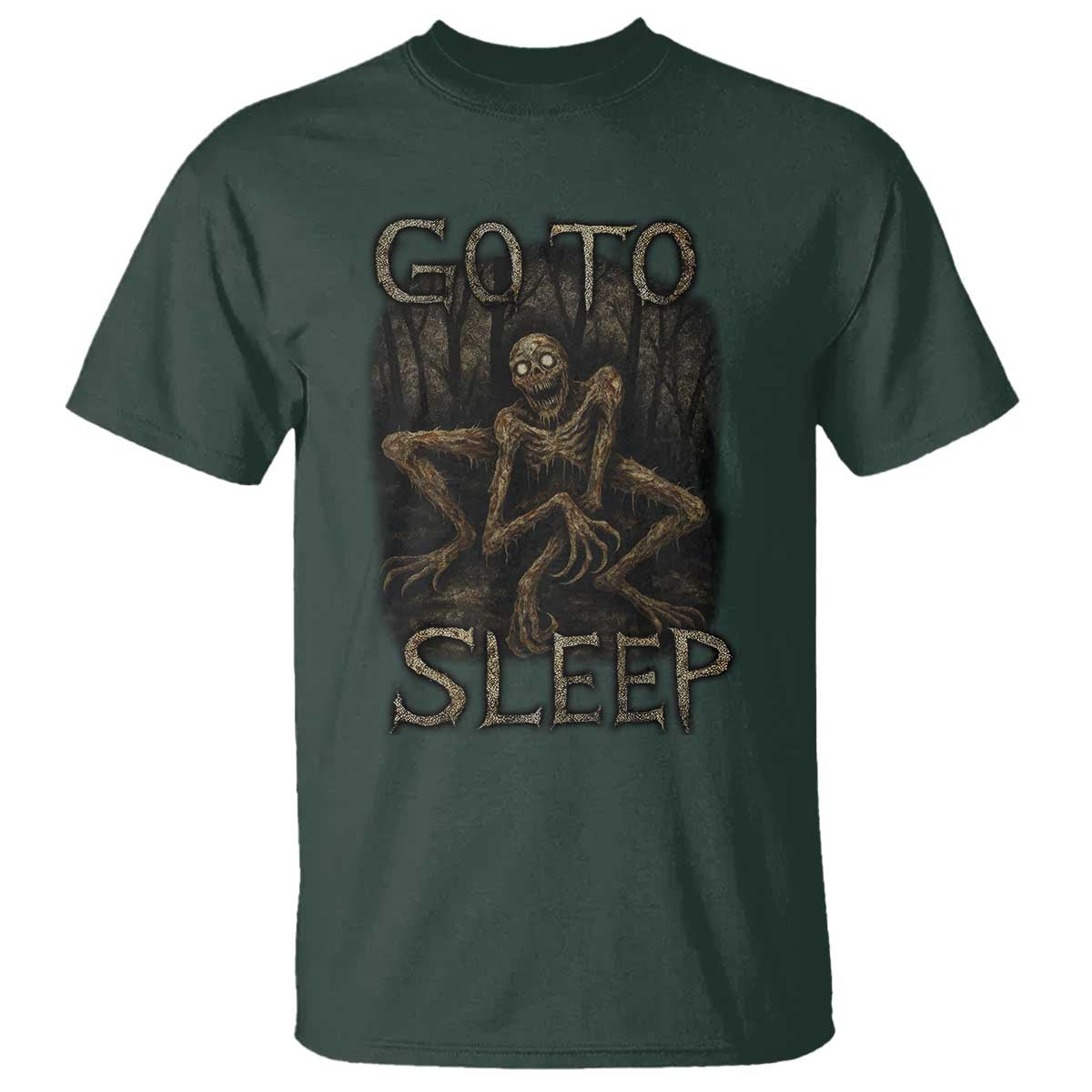 Rake Creepypasta T Shirt Creepy Cryptid Series Alt Goth Grunge Horror Aesthetic TS10 Dark Forest Green Print Your Wear