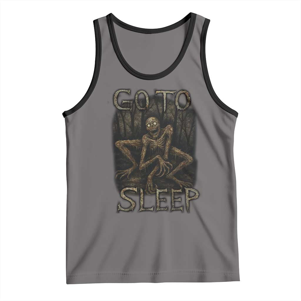 Rake Creepypasta Tank Top Creepy Cryptid Series Alt Goth Grunge Horror Aesthetic TS10 Deep Heather Black Print Your Wear