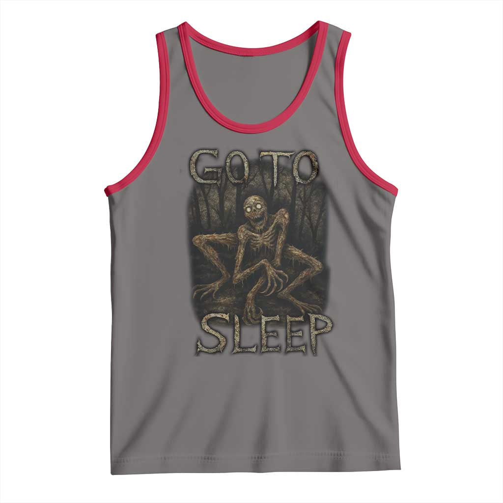 Rake Creepypasta Tank Top Creepy Cryptid Series Alt Goth Grunge Horror Aesthetic TS10 Deep Heather Red Print Your Wear