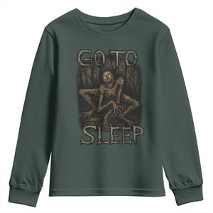 Rake Creepypasta Youth Sweatshirt Creepy Cryptid Series Alt Goth Grunge Horror Aesthetic TS10 Dark Forest Green Print Your Wear