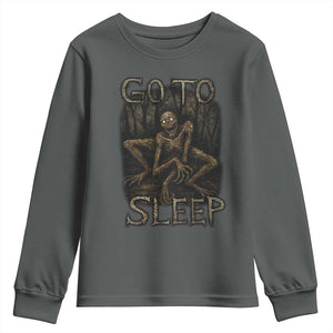 Rake Creepypasta Youth Sweatshirt Creepy Cryptid Series Alt Goth Grunge Horror Aesthetic TS10 Dark Heather Print Your Wear
