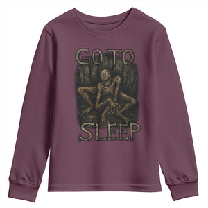 Rake Creepypasta Youth Sweatshirt Creepy Cryptid Series Alt Goth Grunge Horror Aesthetic TS10 Maroon Print Your Wear