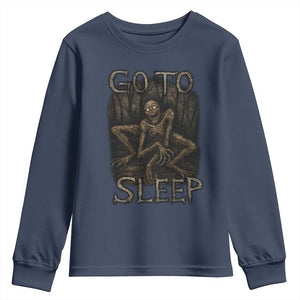 Rake Creepypasta Youth Sweatshirt Creepy Cryptid Series Alt Goth Grunge Horror Aesthetic TS10 Navy Print Your Wear