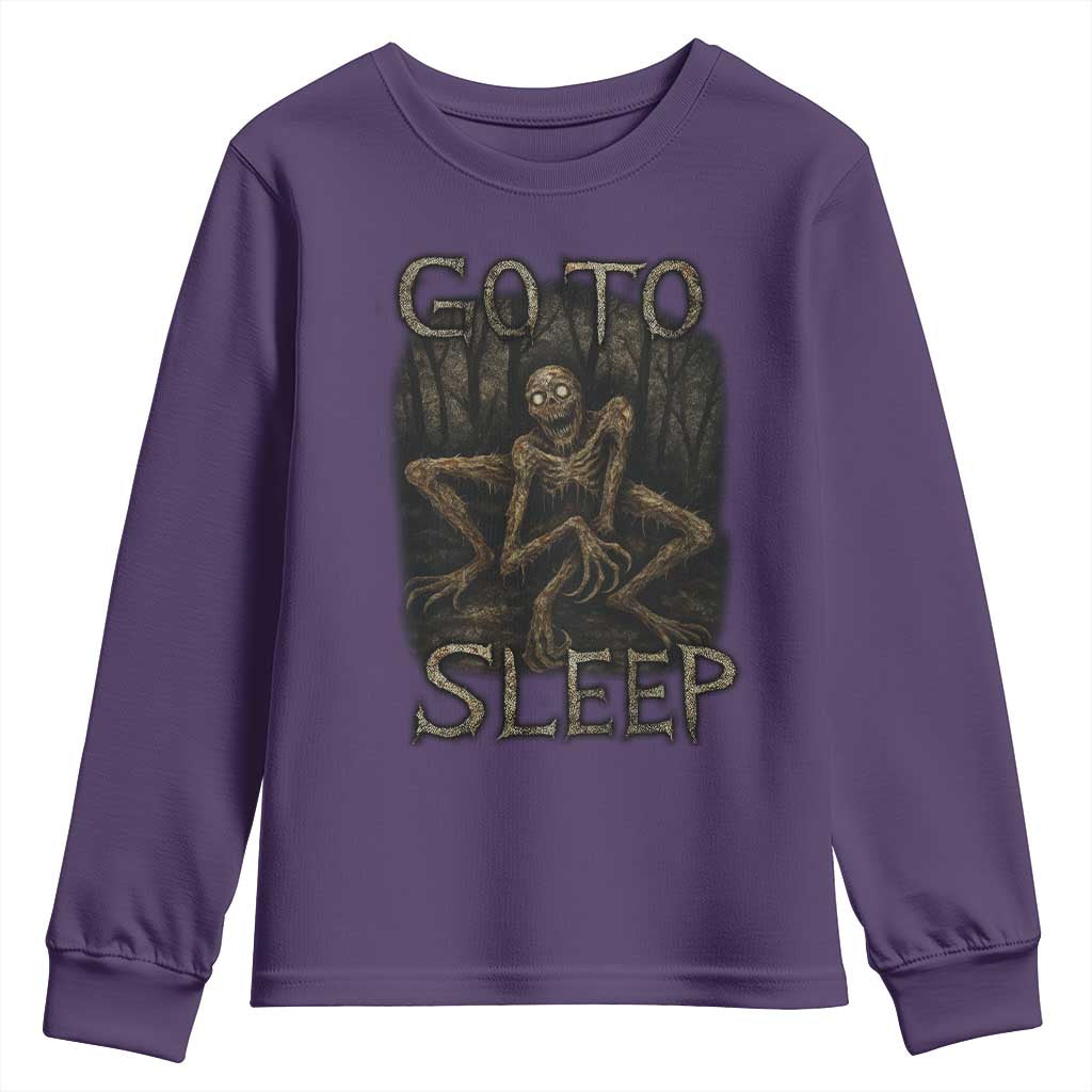 Rake Creepypasta Youth Sweatshirt Creepy Cryptid Series Alt Goth Grunge Horror Aesthetic TS10 Purple Print Your Wear