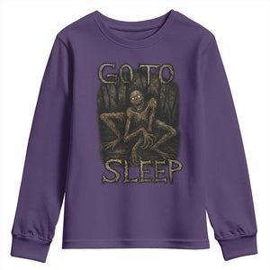 Rake Creepypasta Youth Sweatshirt Creepy Cryptid Series Alt Goth Grunge Horror Aesthetic TS10 Purple Print Your Wear