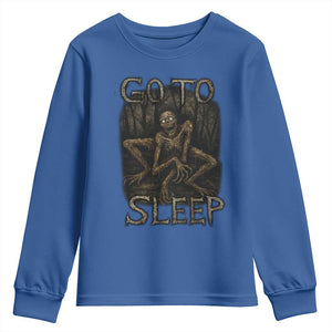 Rake Creepypasta Youth Sweatshirt Creepy Cryptid Series Alt Goth Grunge Horror Aesthetic TS10 Royal Blue Print Your Wear