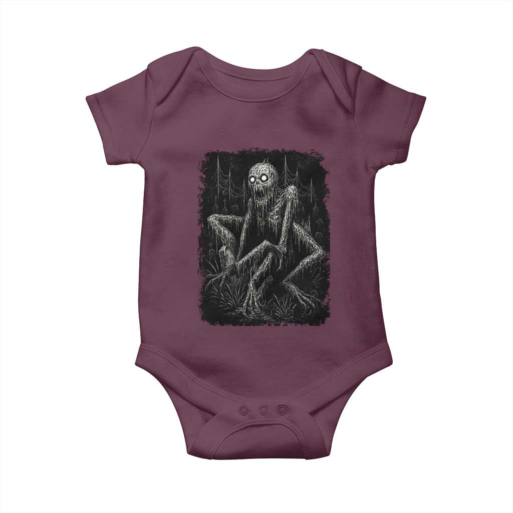 Creepy Rake Baby Onesie Creepypasta Cryptid Series Alt Goth Grunge Horror Aesthetic TS10 Maroon Print Your Wear
