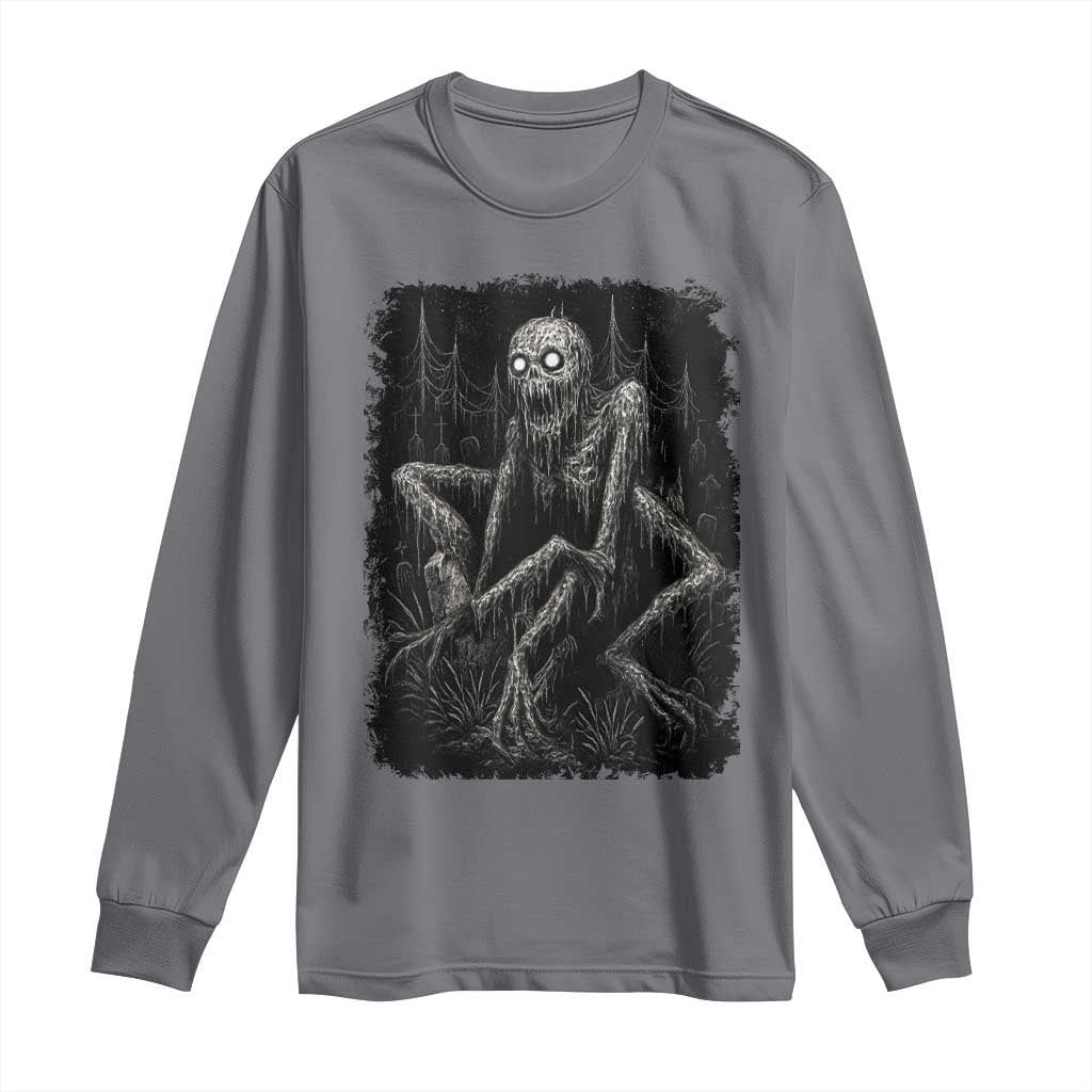Creepy Rake Long Sleeve Shirt Creepypasta Cryptid Series Alt Goth Grunge Horror Aesthetic TS10 Charcoal Print Your Wear