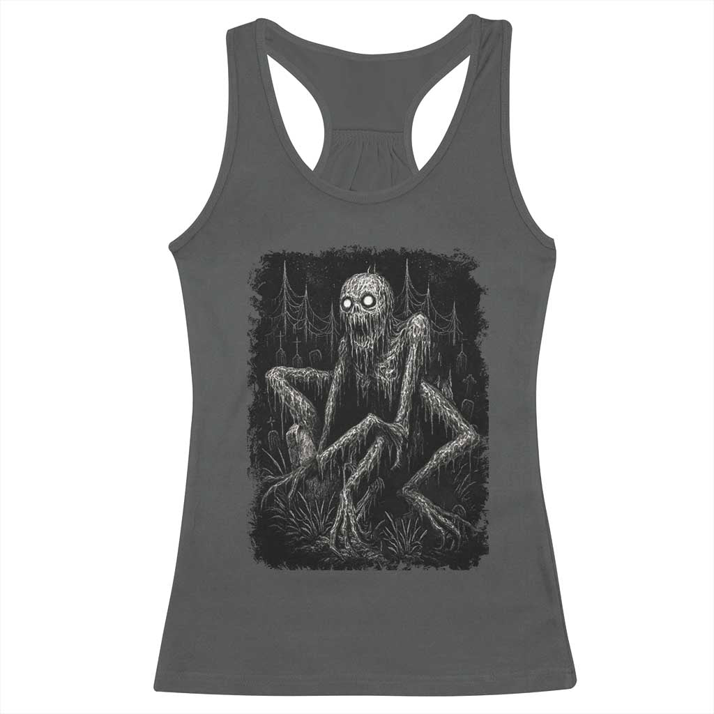 Creepy Rake Racerback Tank Top Creepypasta Cryptid Series Alt Goth Grunge Horror Aesthetic TS10 Dark Heather Print Your Wear