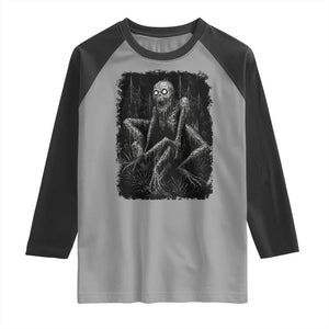 Creepy Rake Raglan Shirt Creepypasta Cryptid Series Alt Goth Grunge Horror Aesthetic TS10 Sport Gray Black Print Your Wear
