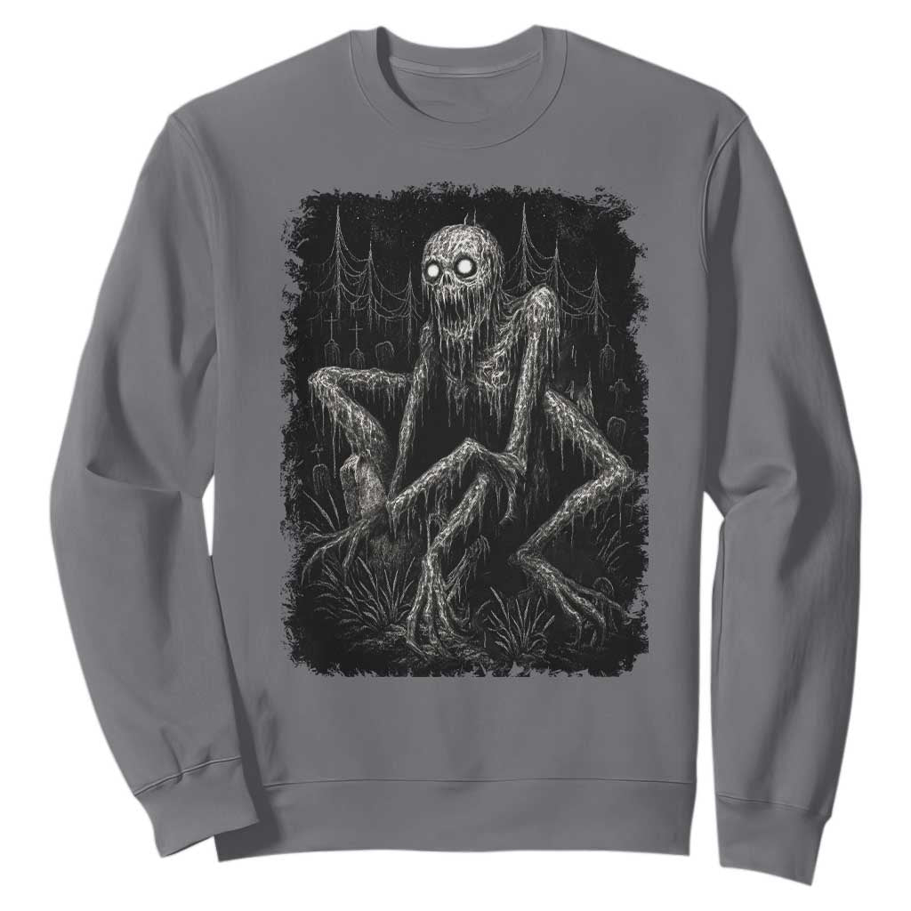 Creepy Rake Sweatshirt Creepypasta Cryptid Series Alt Goth Grunge Horror Aesthetic TS10 Charcoal Print Your Wear