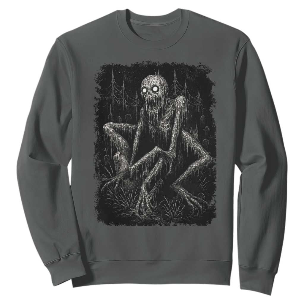 Creepy Rake Sweatshirt Creepypasta Cryptid Series Alt Goth Grunge Horror Aesthetic TS10 Dark Heather Print Your Wear