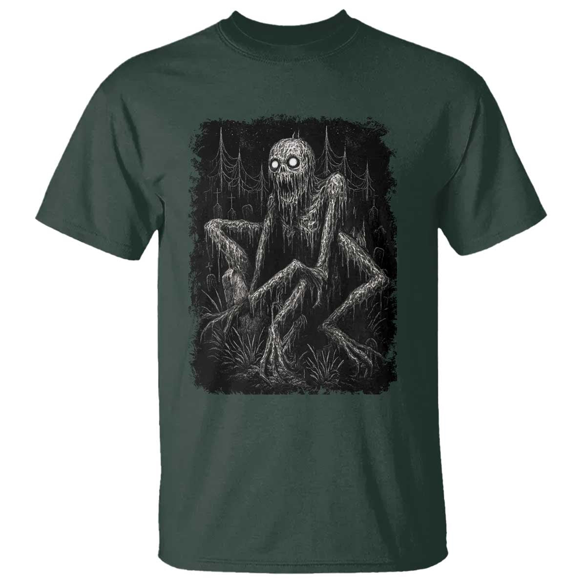 Creepy Rake T Shirt Creepypasta Cryptid Series Alt Goth Grunge Horror Aesthetic TS10 Dark Forest Green Print Your Wear