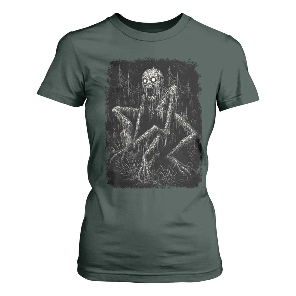Creepy Rake T Shirt For Women Creepypasta Cryptid Series Alt Goth Grunge Horror Aesthetic TS10 Dark Forest Green Print Your Wear