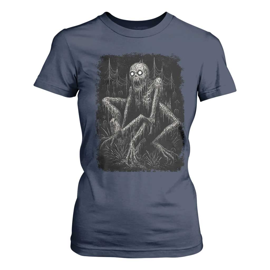 Creepy Rake T Shirt For Women Creepypasta Cryptid Series Alt Goth Grunge Horror Aesthetic TS10 Navy Print Your Wear