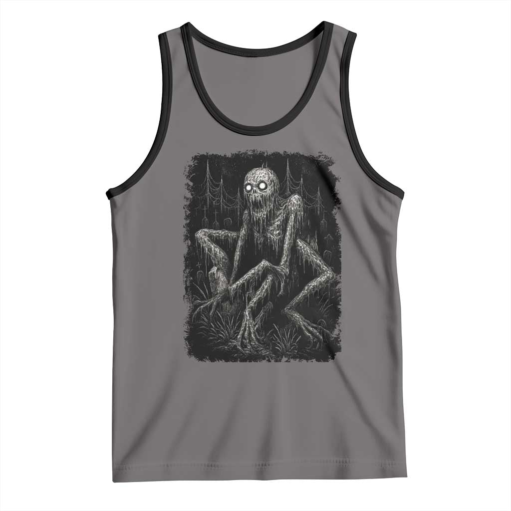 Creepy Rake Tank Top Creepypasta Cryptid Series Alt Goth Grunge Horror Aesthetic TS10 Deep Heather Black Print Your Wear