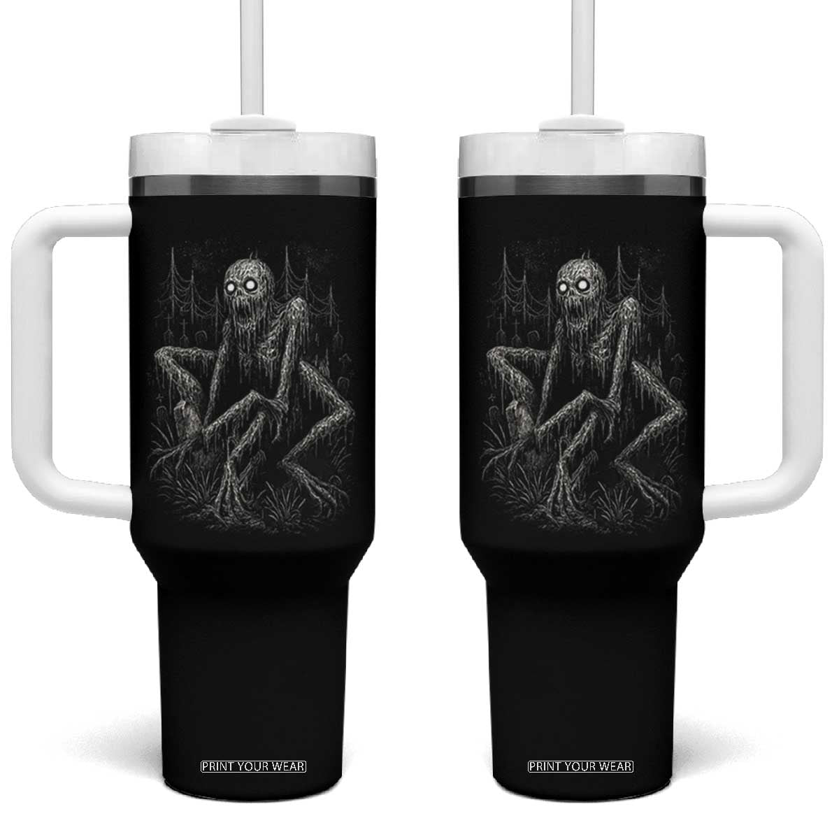 Creepy Rake Tumbler With Handle Creepypasta Cryptid Series Alt Goth Grunge Horror Aesthetic TS10 One Size: 40 oz Black Print Your Wear