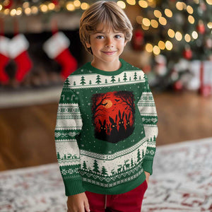 Rake Creepypasta Ugly Christmas Sweater Creepy Cryptid Series Horror Goth Alt Alternative Art TS10 Forest Green Beige Print Your Wear