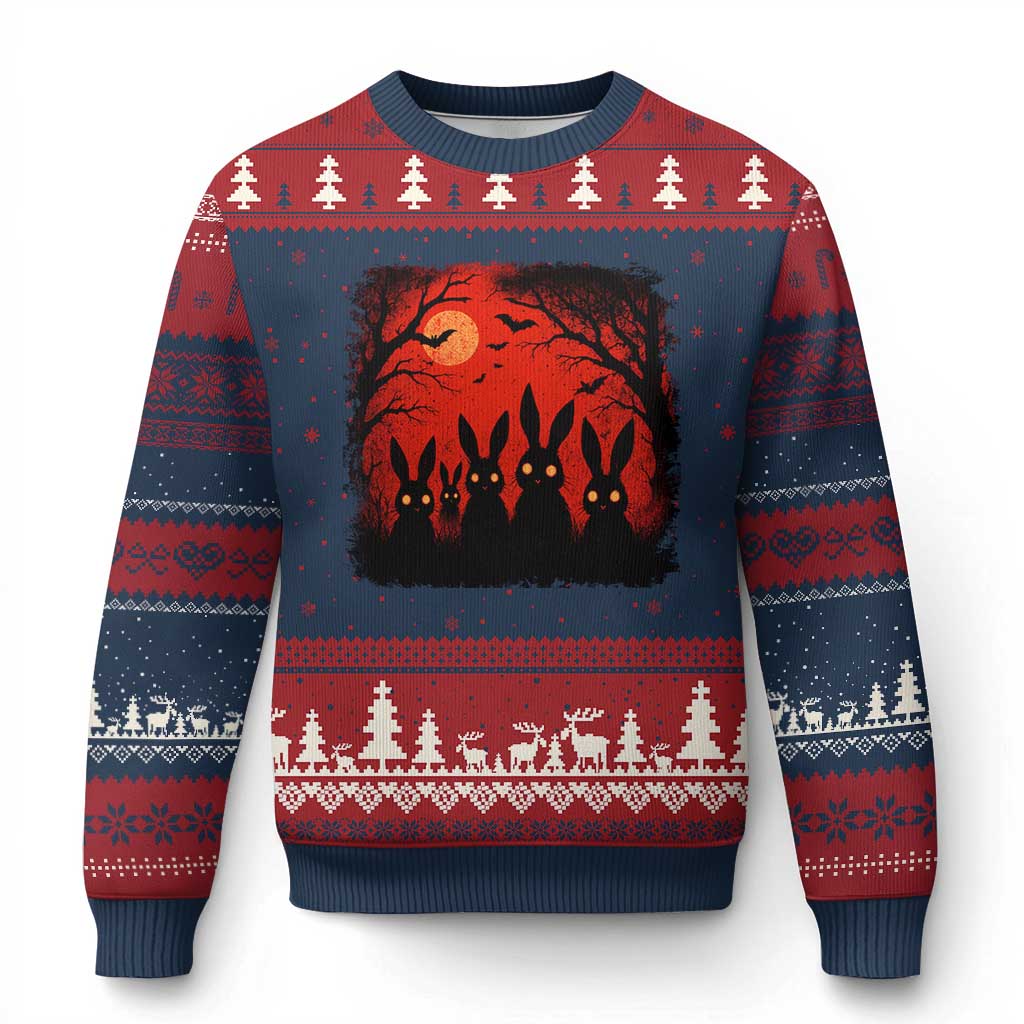 Rake Creepypasta Ugly Christmas Sweater Creepy Cryptid Series Horror Goth Alt Alternative Art TS10 Navy Red Print Your Wear