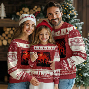 Rake Creepypasta Ugly Christmas Sweater Creepy Cryptid Series Horror Goth Alt Alternative Art TS10 Red Beige Print Your Wear