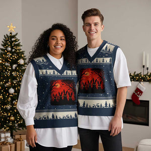 Rake Creepypasta V-Neck Knit Sweater Vest Creepy Cryptid Series Horror Goth Alt Alternative Art TS10 Navy Beige Print Your Wear