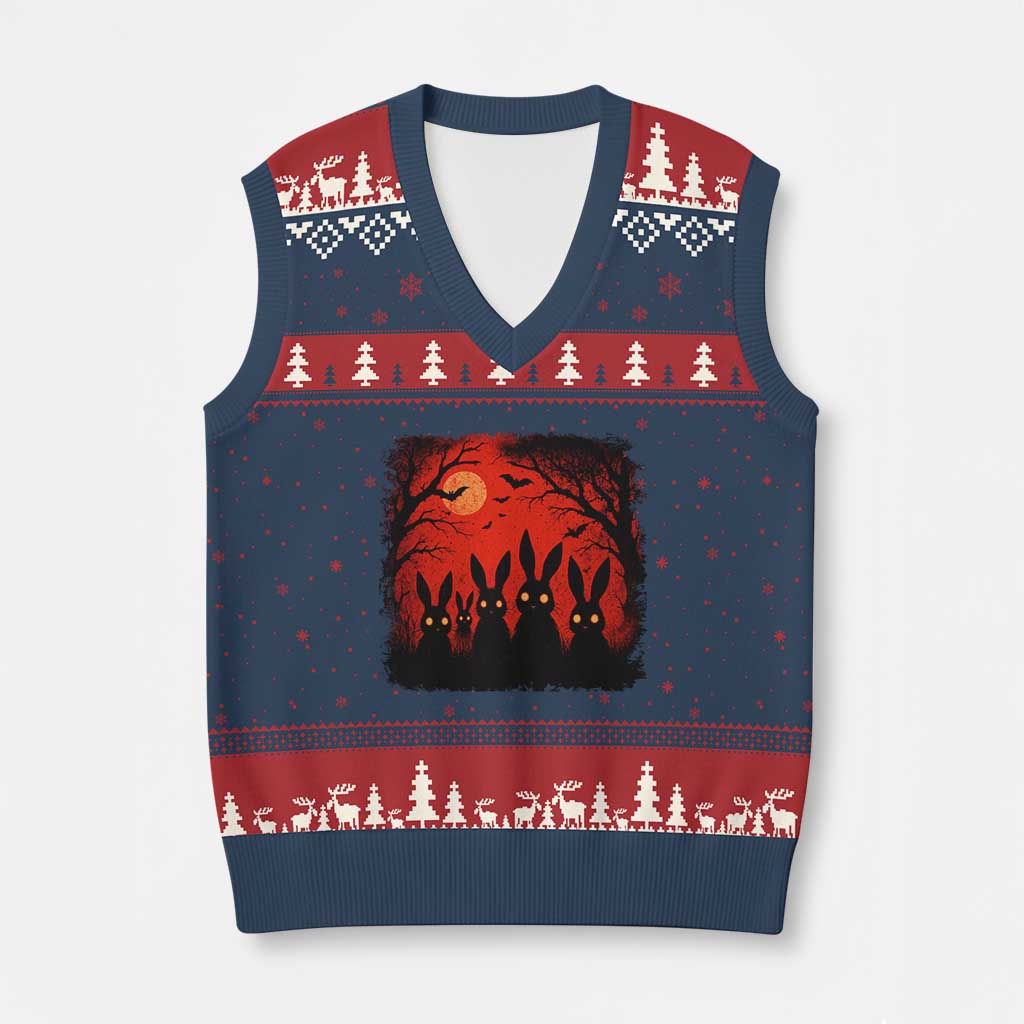 Rake Creepypasta V-Neck Knit Sweater Vest Creepy Cryptid Series Horror Goth Alt Alternative Art TS10 Navy Red Print Your Wear