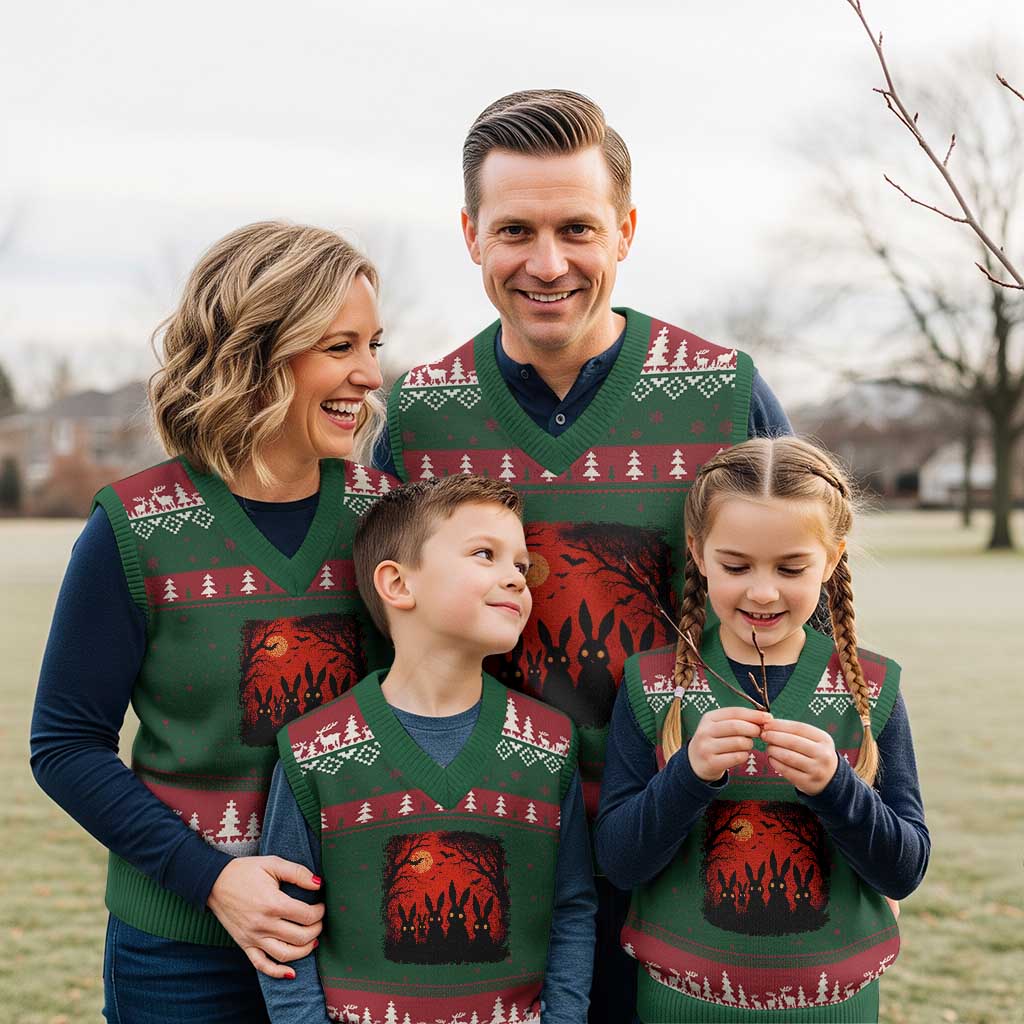 Rake Creepypasta V-Neck Knit Sweater Vest Creepy Cryptid Series Horror Goth Alt Alternative Art TS10 Red Green Print Your Wear