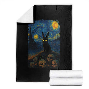 Creepy Cute Bunny Rabbits Throw Blanket Alt Goth Grunge Dark Horror Starry Night Van Gogh Aesthetic TS10 Black Print Your Wear
