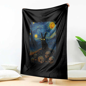 Creepy Cute Bunny Rabbits Throw Blanket Alt Goth Grunge Dark Horror Starry Night Van Gogh Aesthetic TS10 Print Your Wear