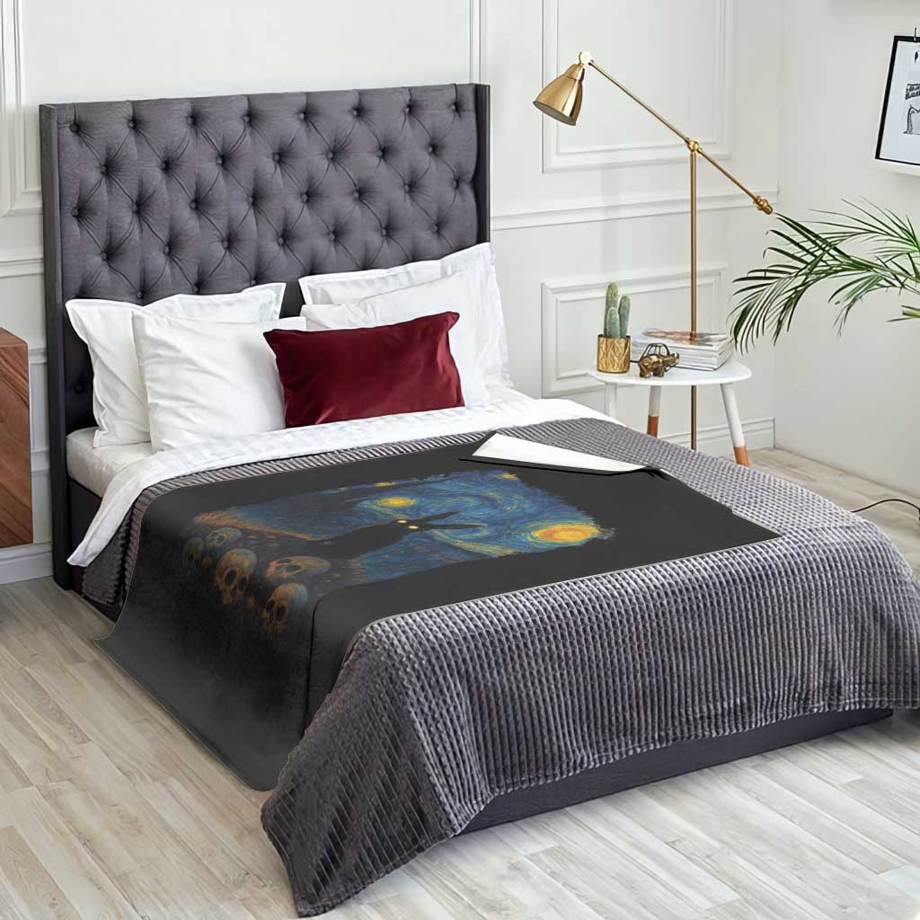 Creepy Cute Bunny Rabbits Throw Blanket Alt Goth Grunge Dark Horror Starry Night Van Gogh Aesthetic TS10 Print Your Wear