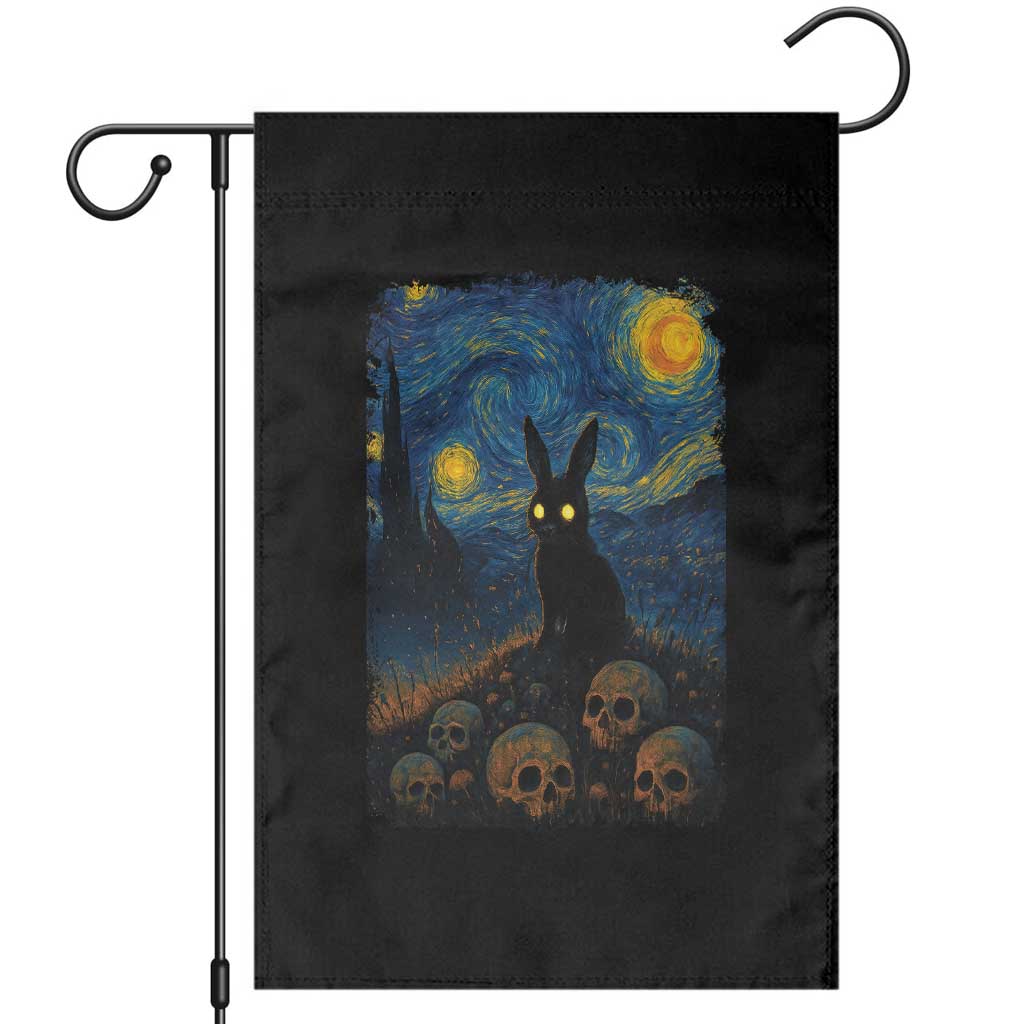 Creepy Cute Bunny Rabbits Garden Flag Alt Goth Grunge Dark Horror Starry Night Van Gogh Aesthetic TS10 Black Print Your Wear
