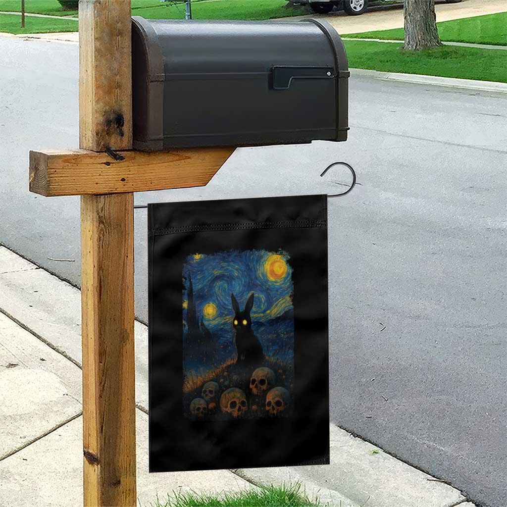 Creepy Cute Bunny Rabbits Garden Flag Alt Goth Grunge Dark Horror Starry Night Van Gogh Aesthetic TS10 Print Your Wear