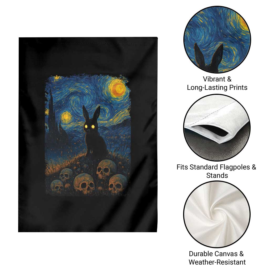 Creepy Cute Bunny Rabbits Garden Flag Alt Goth Grunge Dark Horror Starry Night Van Gogh Aesthetic TS10 Print Your Wear
