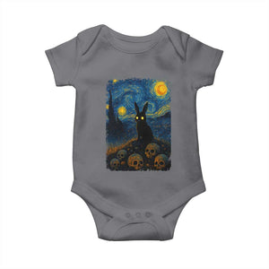 Creepy Cute Bunny Rabbits Baby Onesie Alt Goth Grunge Dark Horror Starry Night Van Gogh Aesthetic TS10 Charcoal Print Your Wear