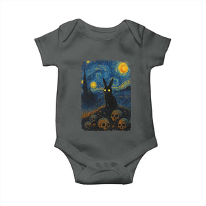 Creepy Cute Bunny Rabbits Baby Onesie Alt Goth Grunge Dark Horror Starry Night Van Gogh Aesthetic TS10 Dark Heather Print Your Wear