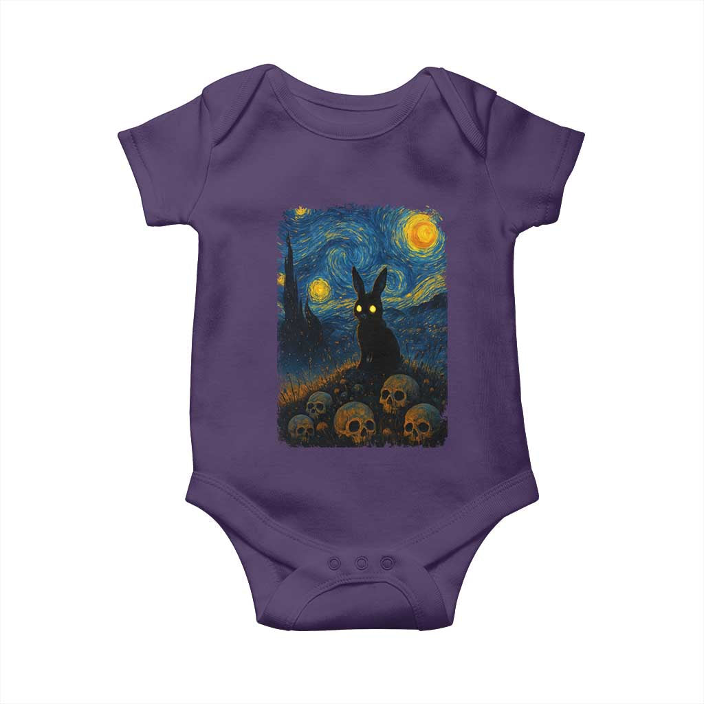 Creepy Cute Bunny Rabbits Baby Onesie Alt Goth Grunge Dark Horror Starry Night Van Gogh Aesthetic TS10 Purple Print Your Wear