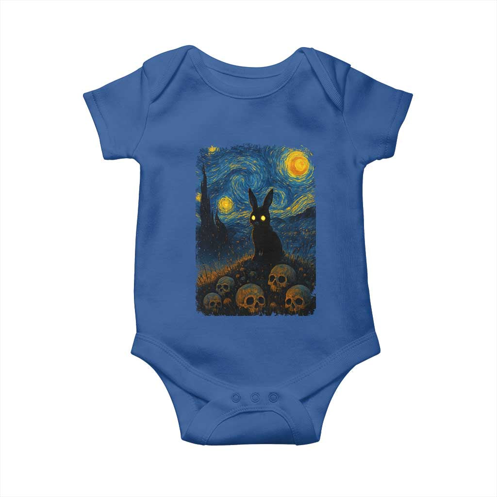 Creepy Cute Bunny Rabbits Baby Onesie Alt Goth Grunge Dark Horror Starry Night Van Gogh Aesthetic TS10 Royal Blue Print Your Wear