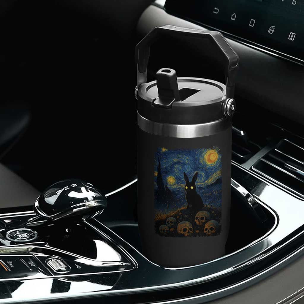 Creepy Cute Bunny Rabbits Flip Straw Tumbler Alt Goth Grunge Dark Horror Starry Night Van Gogh Aesthetic TS10 Print Your Wear