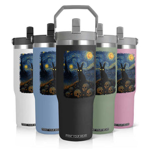 Creepy Cute Bunny Rabbits Flip Straw Tumbler Alt Goth Grunge Dark Horror Starry Night Van Gogh Aesthetic TS10 Print Your Wear