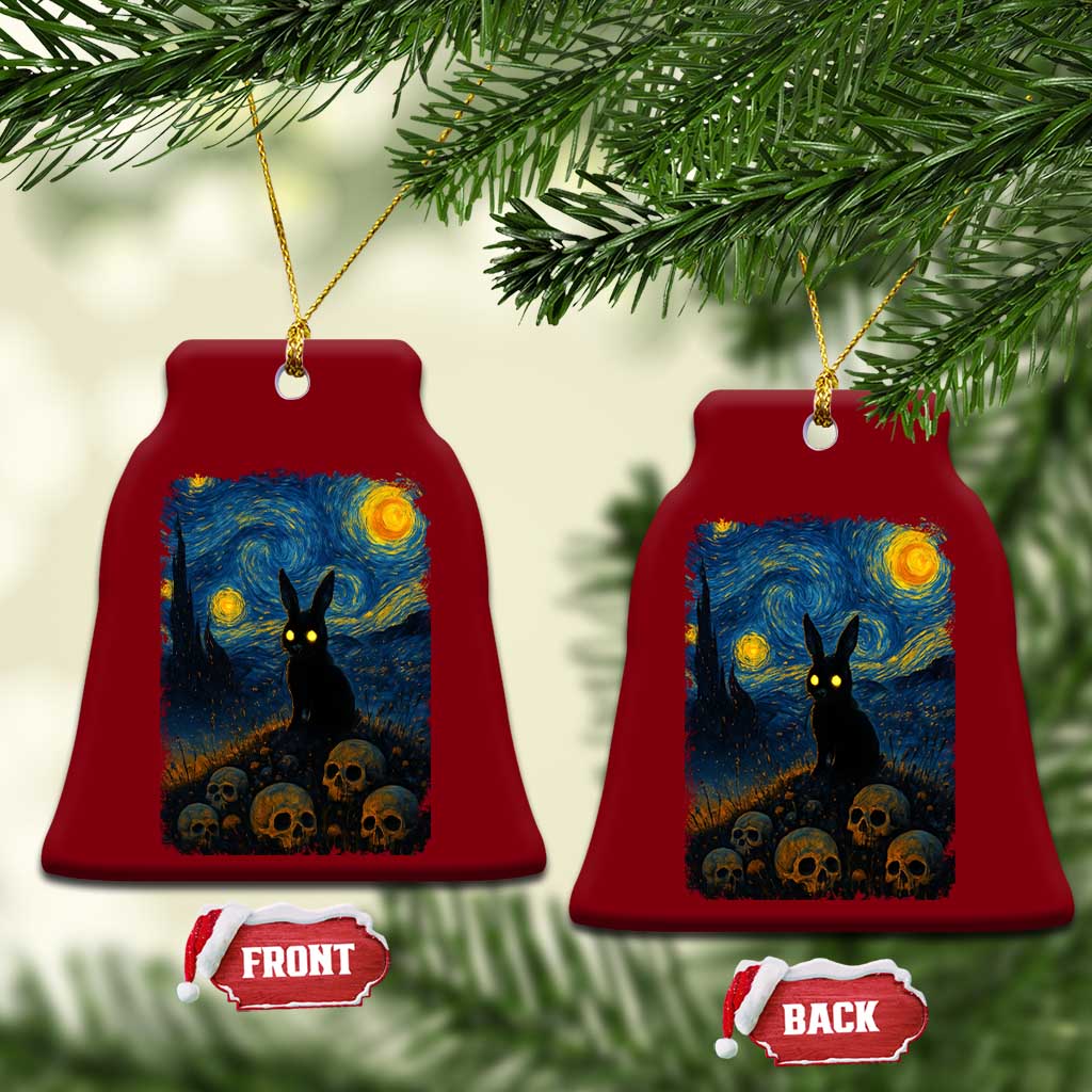 Creepy Cute Bunny Rabbits Ceramic Ornament Alt Goth Grunge Dark Horror Starry Night Van Gogh Aesthetic TS10 Print Your Wear