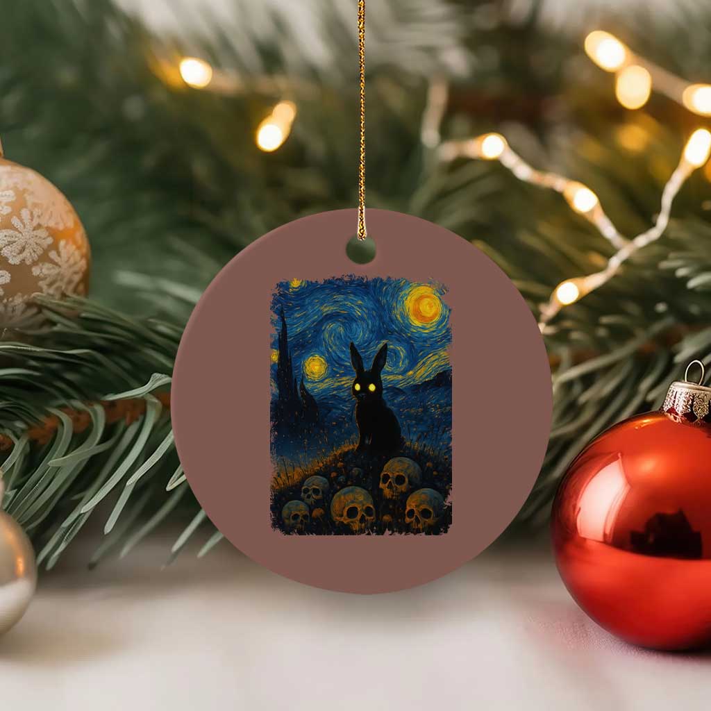 Creepy Cute Bunny Rabbits Ceramic Ornament Alt Goth Grunge Dark Horror Starry Night Van Gogh Aesthetic TS10 1pc Mocha Print Your Wear